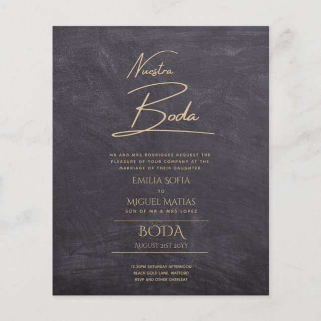 Enkelt Nuestra BODA Text Only Inv Spanska Bröllop (Framsida)
