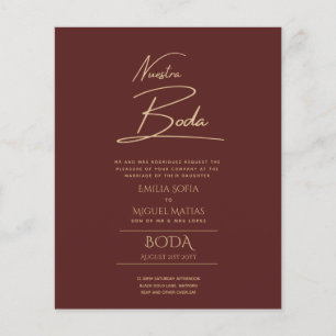 Enkelt Nuestra BODA Text Only Inv Spanska Bröllop Flygblad