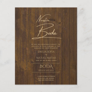 Enkelt Nuestra BODA Text Only Inv Spanska Bröllop Flygblad