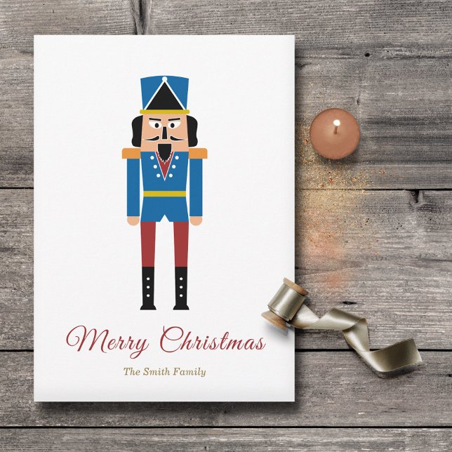 Enkelt Nutcracker-Helgdag-kort Julkort (Simple Nutcracker Christmas Holiday Card)
