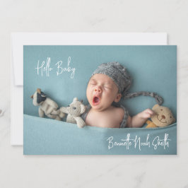 Enkelt nyfött foto Elegant Hej Baby Birth Meddelande