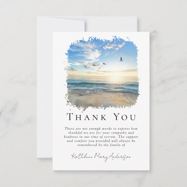 Enkelt Ocean Beach Funeral Sympathy Tack Kort (Framsida)