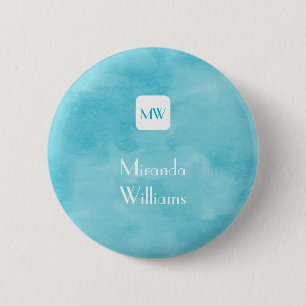Enkelt och Chic Turkos Monogram med Namn Knapp