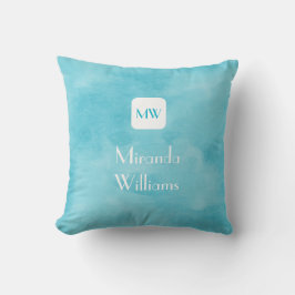 Enkelt och Chic Turkos Monogram med Namn Kudde