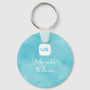 Enkelt och Chic Turkos Monogram med Namn Nyckelring