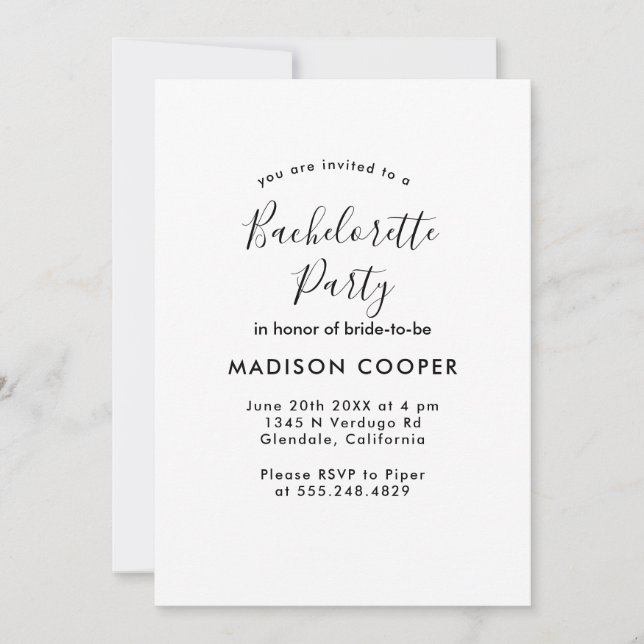 enkelt och elegant Bachelorette-parti Inbjudningar (Framsida)