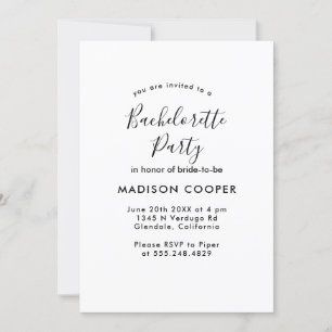 enkelt och elegant Bachelorette-parti Inbjudningar