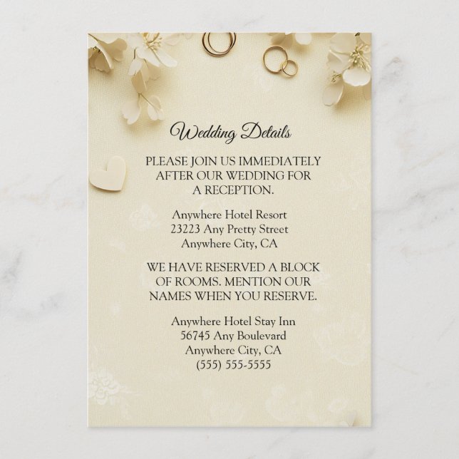 Enkelt och elegant Beige Bröllop-höljeskort Tilläggskort (Framsida)