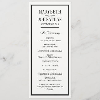 Enkelt och Elegant bröllop Ceremonistiskt program