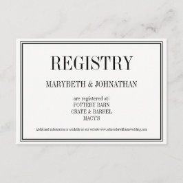 Enkelt och Elegant bröllop-registerkort Tilläggskort