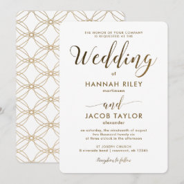 Enkelt och Elegant kopparutseende med vit Bröllop Inbjudningar