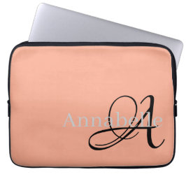 Enkelt och Elegant ro monogram och namn Laptop Fodral