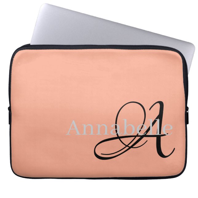 Enkelt och Elegant ro monogram och namn Laptop Fodral (Framsidan)