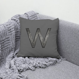 Enkelt och klassat Grått Black Personlig Monogram Kudde