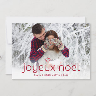 Enkelt och roligt rött Joyeux Noel julfoto Julkort