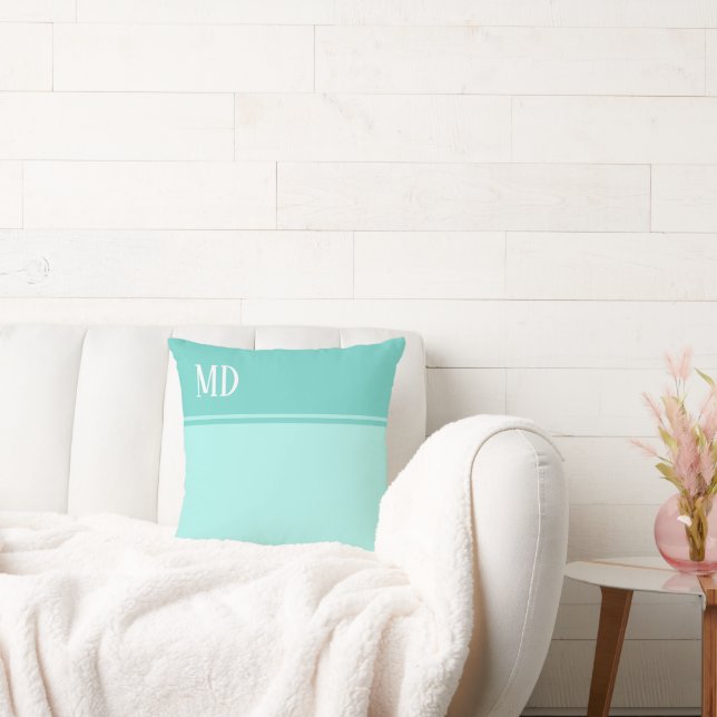 Enkelt och Söt Teal Blue Stripe Monogram Kudde (Soffa)