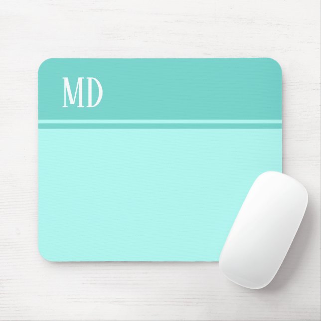 Enkelt och Söt Teal Blue Stripe Monogram Musmatta (Med mus)