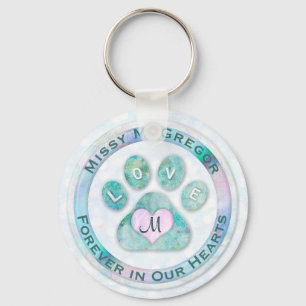 Enkelt och sötat Pet Memorial Monogram Heart Tass Nyckelring