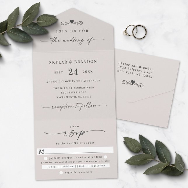 Enkelt off-White Ivory Elegant Calligraphy Bröllop (Skapare uppladdad)