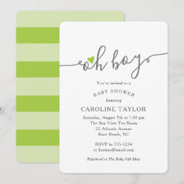 Enkelt Oh Boy Lime Green Baby Shower Inbjudningar