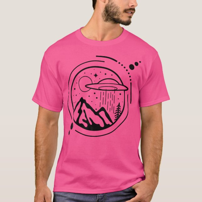 Enkelt område 51 Minimal Ufo Tattoo Line Art Graph T Shirt (Framsida)