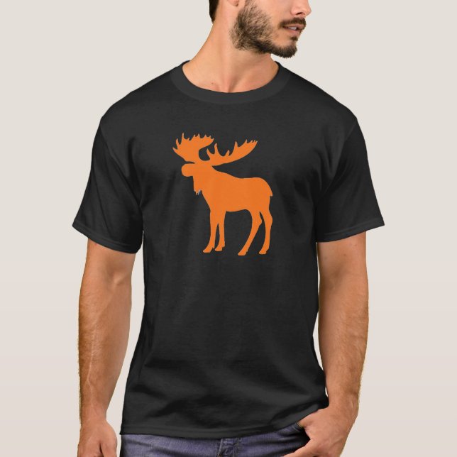 Enkelt orange älgsymbol tee shirt (Framsida)