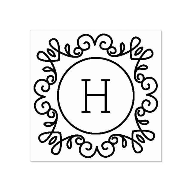 Enkelt Ornate Monogram Stämpel (Tryck)