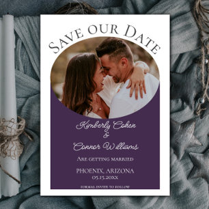 Enkelt oval Photo Save the Date LILA Spara Datumet