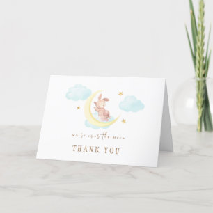 Enkelt över Måne Bunny Cloud Baby Shower Tack Kort