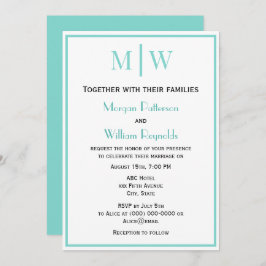 Enkelt par Bröllop 2 Initial Mon VS DIY Färg Inbjudningar