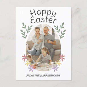 Enkelt Påskägg för Blommigt, Påsk-familjfoto Helg Vykort