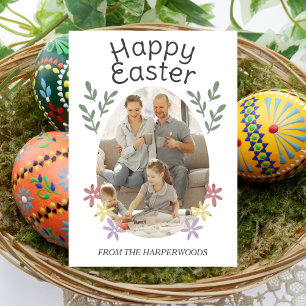Enkelt Påskägg för Blommigt, Påsk-familjfoto Julkort