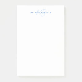 Enkelt Pastel Blue Minimalist 2 Monogram Namn Post-it Block
