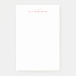 Enkelt Pastel Blue Minimalist 2 Monogram Namn Post-it Block