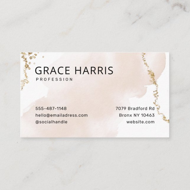 Enkelt Pastel Guld Affärskort Visitkort (Baksida)