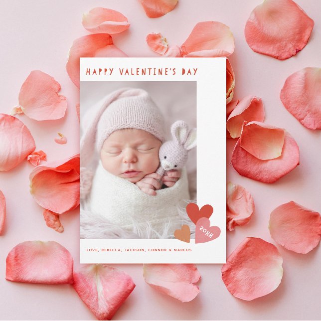 Enkelt Pastel Hearts Valentines day Photo Julkort (Skapare uppladdad)