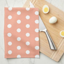 Enkelt Peach Polka dots Kitchen Towel Kökshandduk