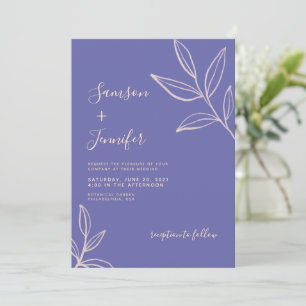Enkelt Periwinkle Blue Calligraphy Photo Bröllop Inbjudningar