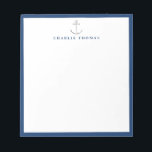 Enkelt personlig för marinsoldater anteckningsblock<br><div class="desc">Modern minimalistisk nautiska ankarpunkt i silver och marinens gräns utformning,  ren och enkel. Visa alla matchande delar i samlingen.</div>