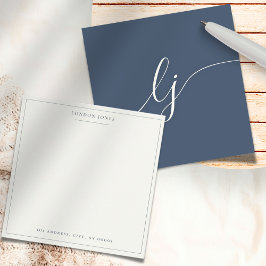 Enkelt Personlig Stationery Navy Ivory Anteckningskort