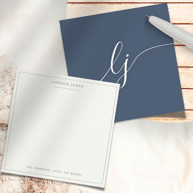 Enkelt Personlig Stationery Navy Ivory Anteckningskort (Skapare uppladdad)