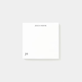 Enkelt personligt papper, Monogram vitt Post-it Block