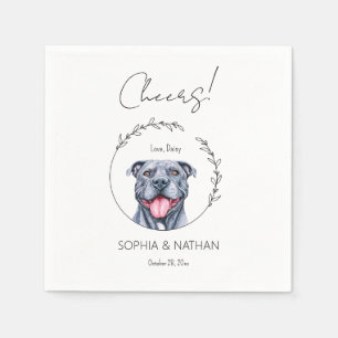Enkelt Pit Bull Dog Bröllop Cocktail Napkins Pappersservett
