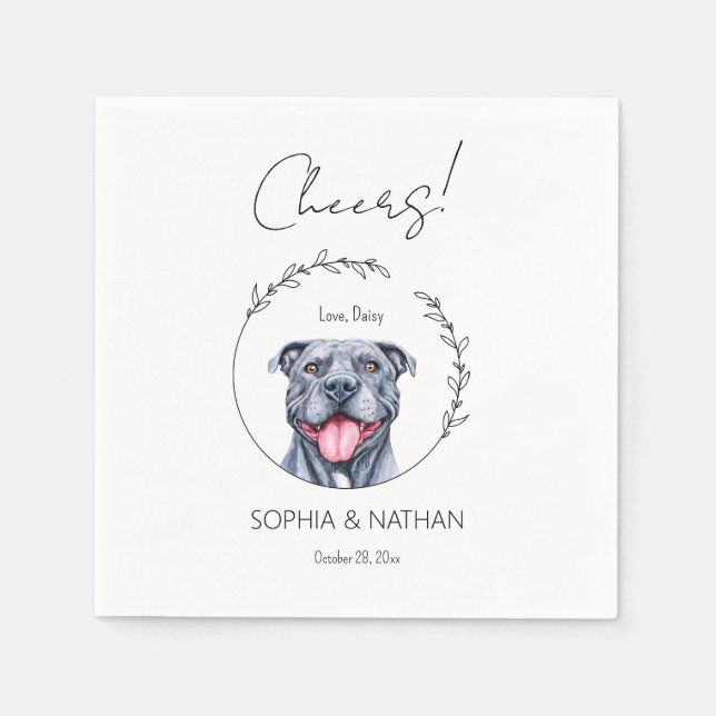 Enkelt Pit Bull Dog Bröllop Cocktail Napkins Pappersservett (Framsidan)