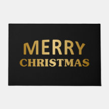 Enkelt Plain Black and Guld jul Doormat