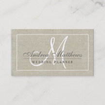 Enkelt Plain Chic Beige Linen Struktur Monogram