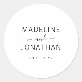 Enkelt Plain White Bröllop par Classic Runt Klistermärke