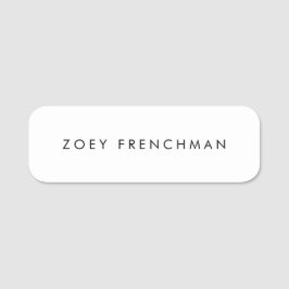 Enkelt Plain White Namnbricka