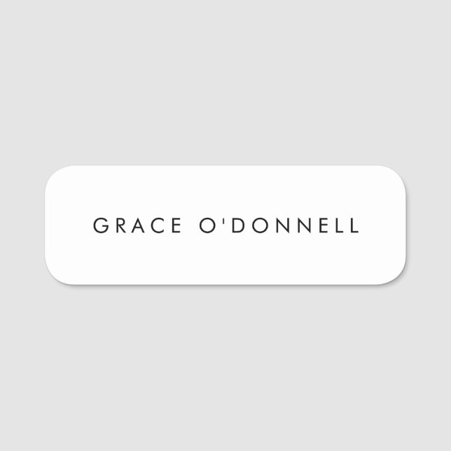 Enkelt Plain White Namnbricka (Framsida)