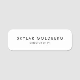 Enkelt Plain White Namnbricka